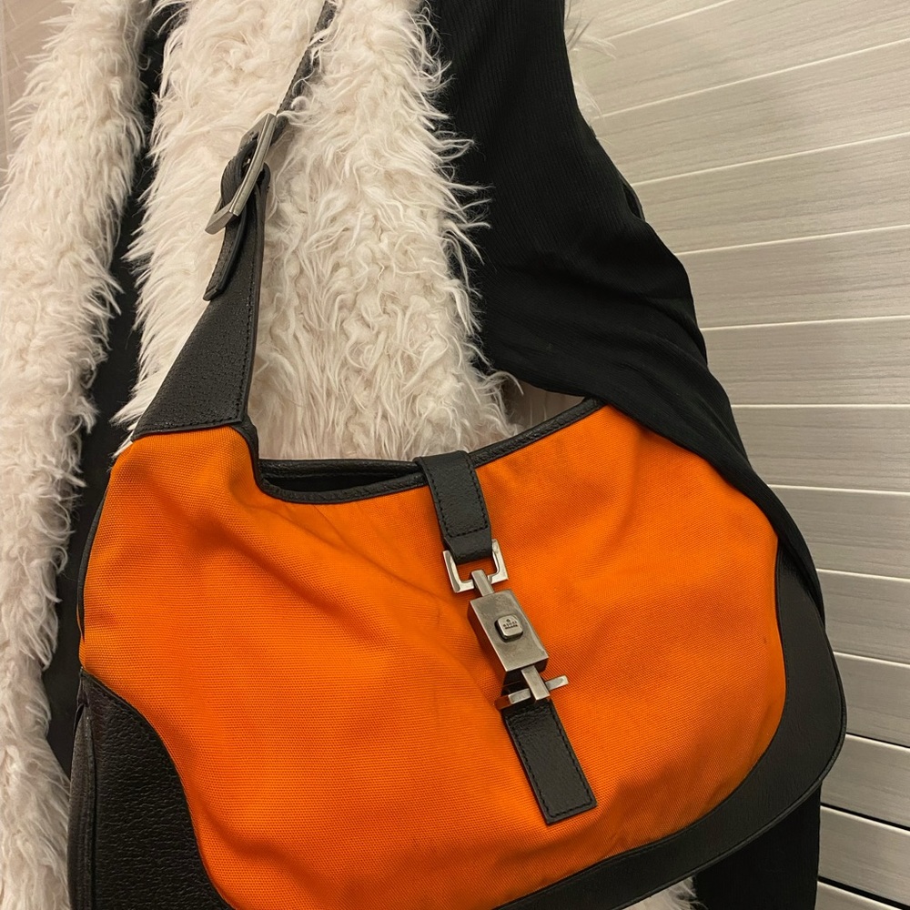 Gucci Jackie -orange canvas leather trim